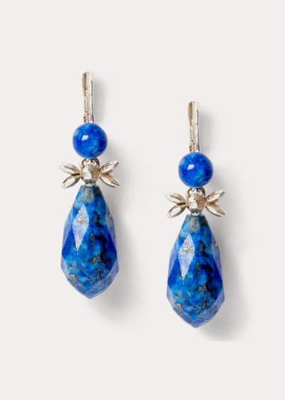 Pendientes Ralph Lauren Mujer Plateados - Sterling & Lapis Drop - RVHYG5324